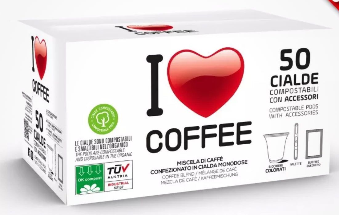 50 Cialde "I Love Coffee" Miscela Rossa