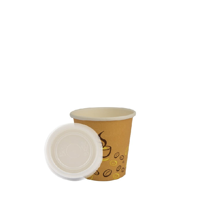 Bicchierini in Cartoncino Bio Decoro Caffè con Coperchio 75ml