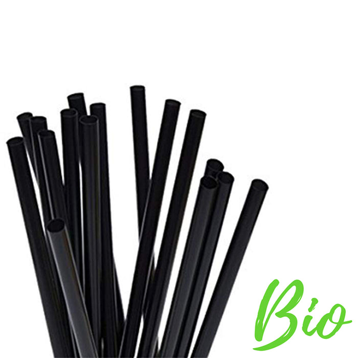 Bio straws in black PLA - size. 210/8mm