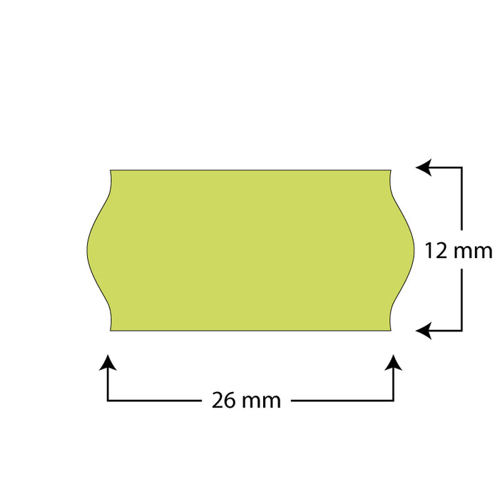 Rotoli etichette per prezzatrice dal colore giallo fluo da 26x12 mm