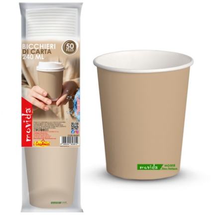 Biodegradable cardboard cups "TAUPE" color 250ml -