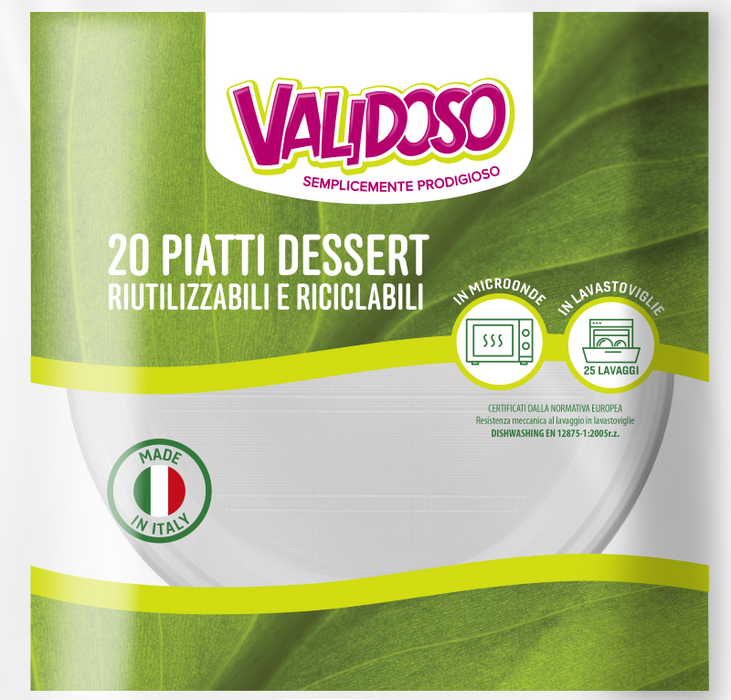 PIATTI  DESSERT VALIDOSO  RIUTILIZZABILI Cartone Da 24 Confezioni X 20 Pz.