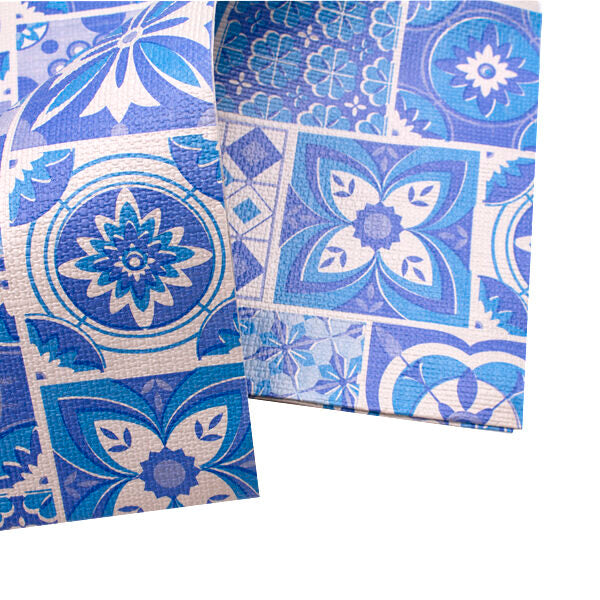 Embossed tablecloths Waterproof blue Majolica print 100x100cm