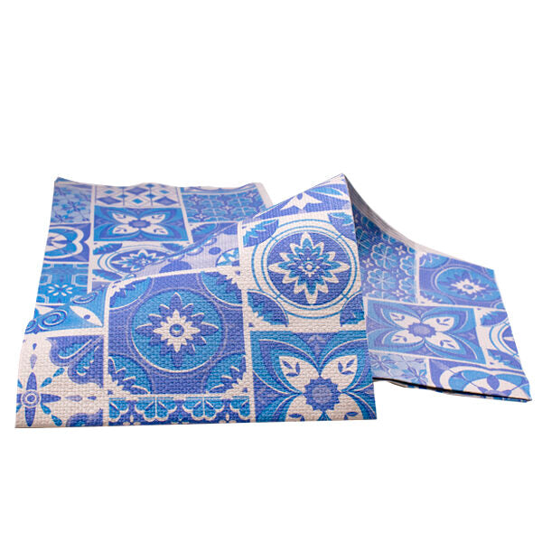 Embossed tablecloths Waterproof blue Majolica print 100x100cm