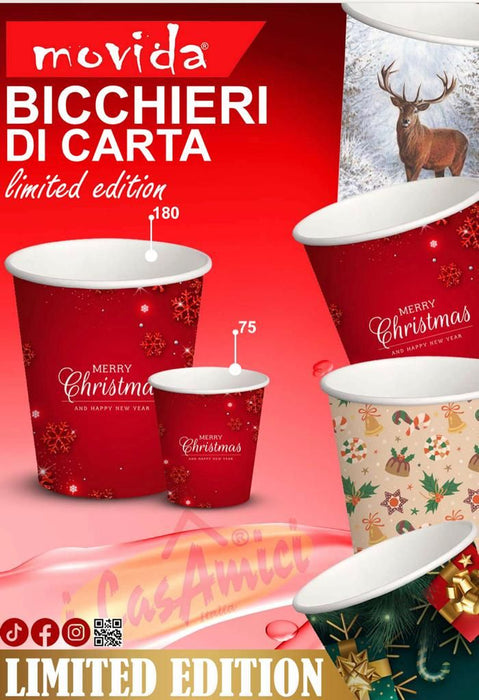 Bio mix CHRISTMAS cardboard cups 180ml - 200 pieces