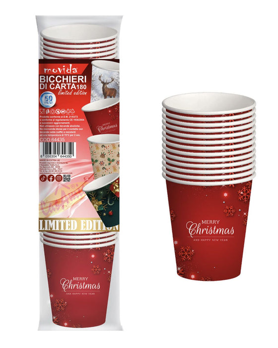 MIX CHRISTMAS Organic Cardboard Cups 180ml with Lid