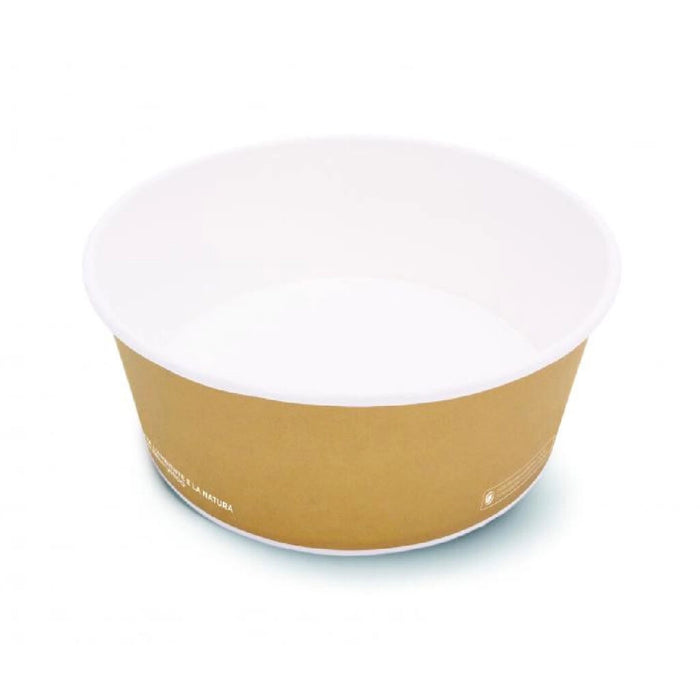 Round organic salad bowl Havana/White Kraft polylaminate 1000ml
