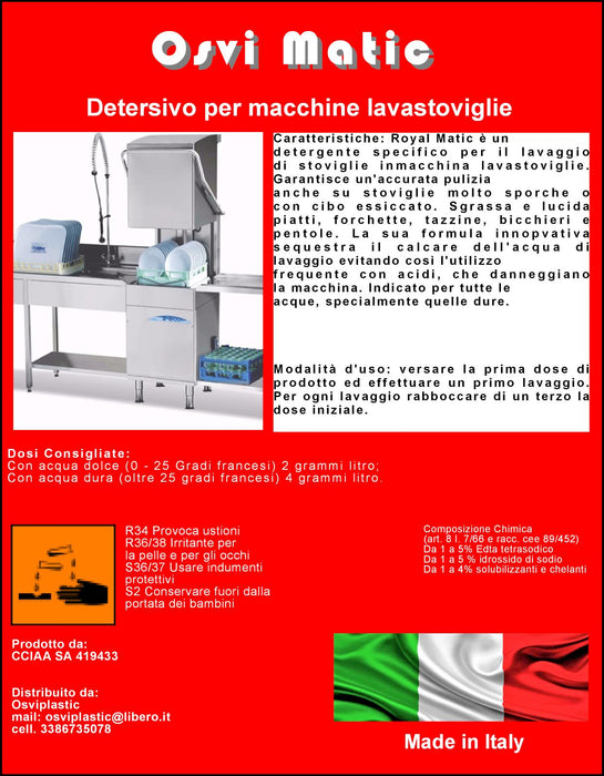 Osvi Matic Detergent for Dishwasher Machines 5 Liters. 