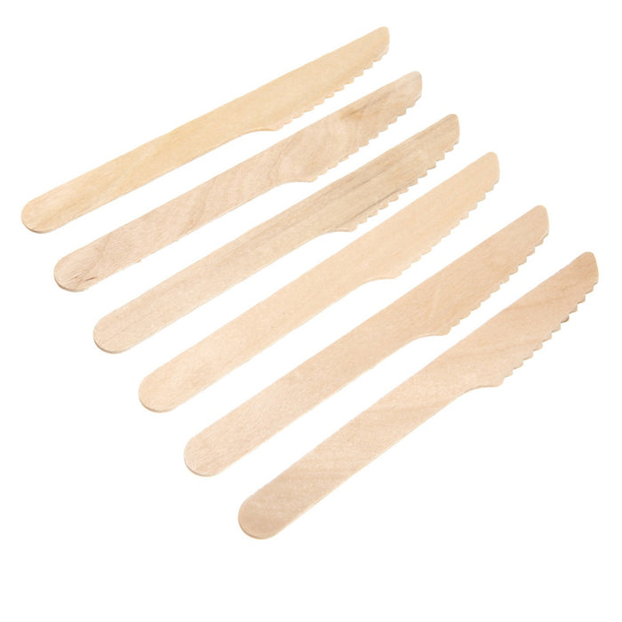 Wooden trio consisting of fork, knife, spoon and napkin