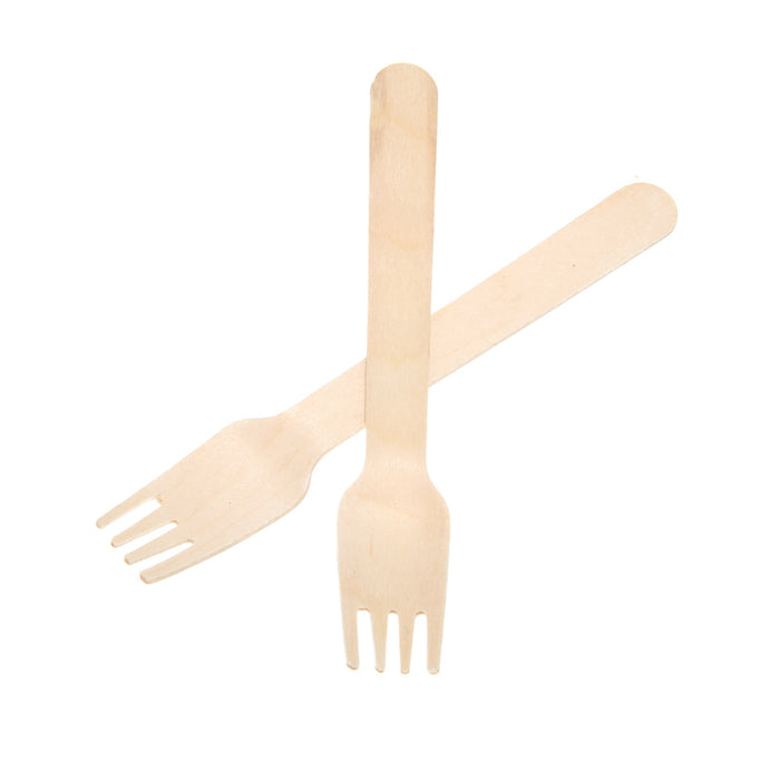 Wooden bis consisting of fork, knife and napkin 