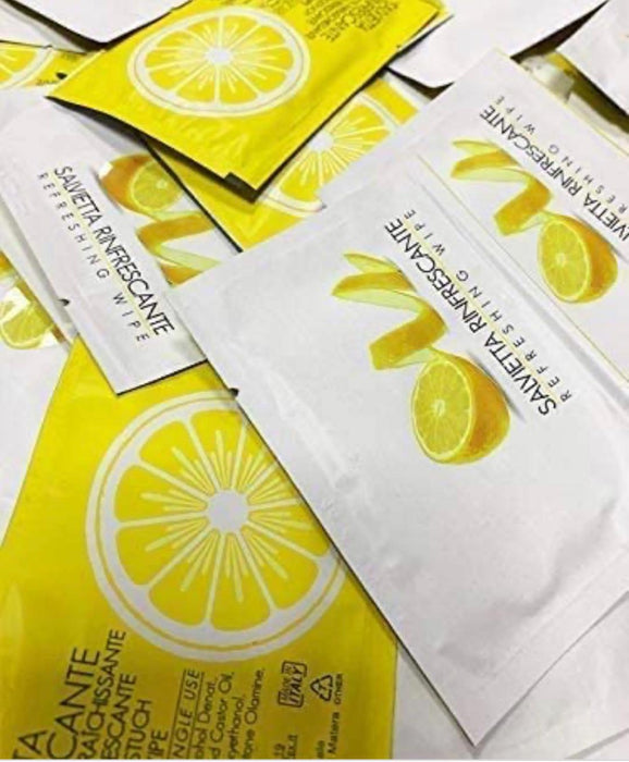 Disposable refreshing lemon wipes, 70x100mm