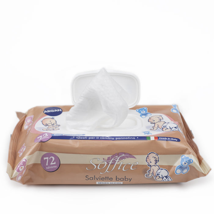 Alcohol and paraben-free baby hygiene wipes with argan oil 